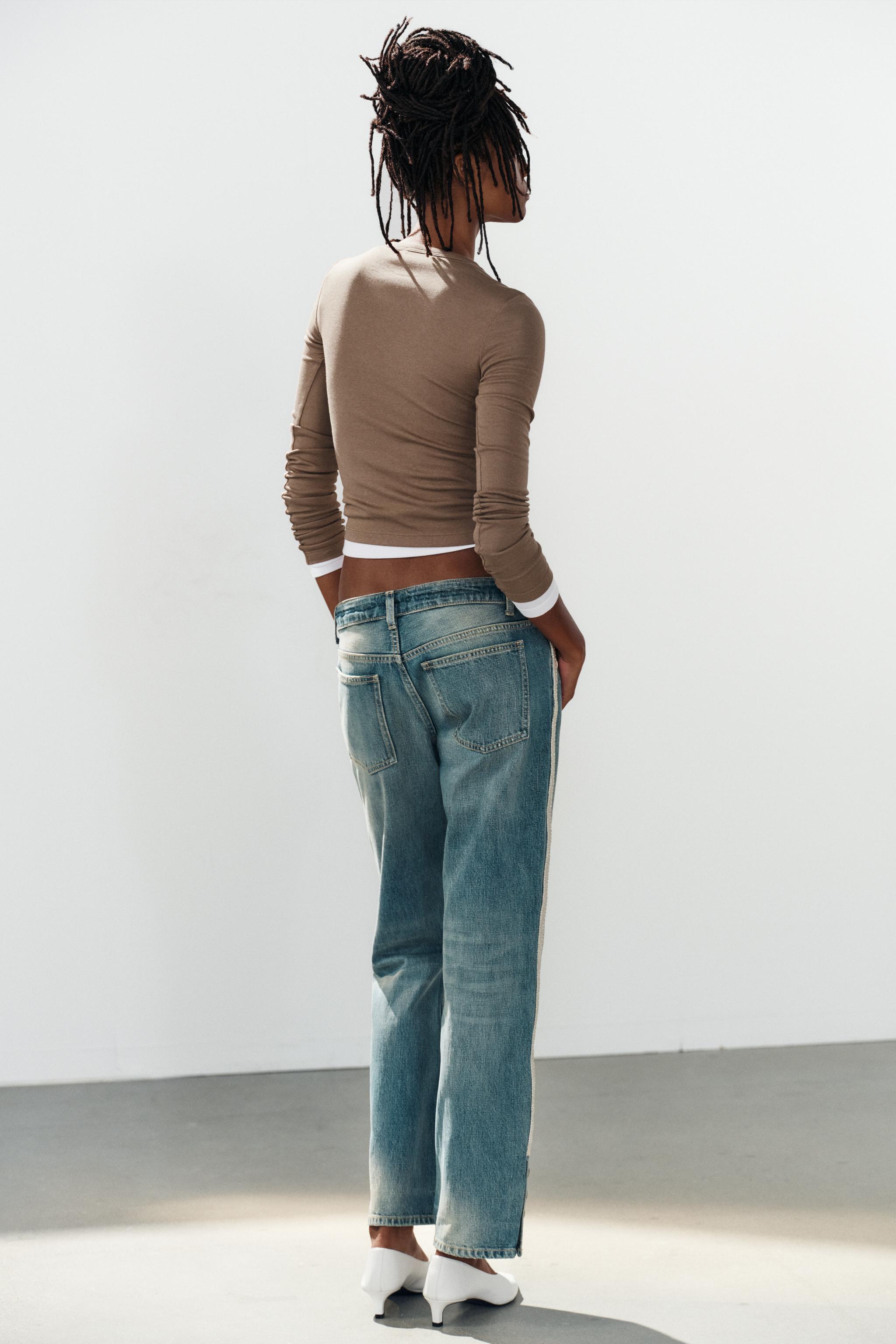 TRF MID-RISE STRAIGHT LEG SIDE STRIPE JEANS